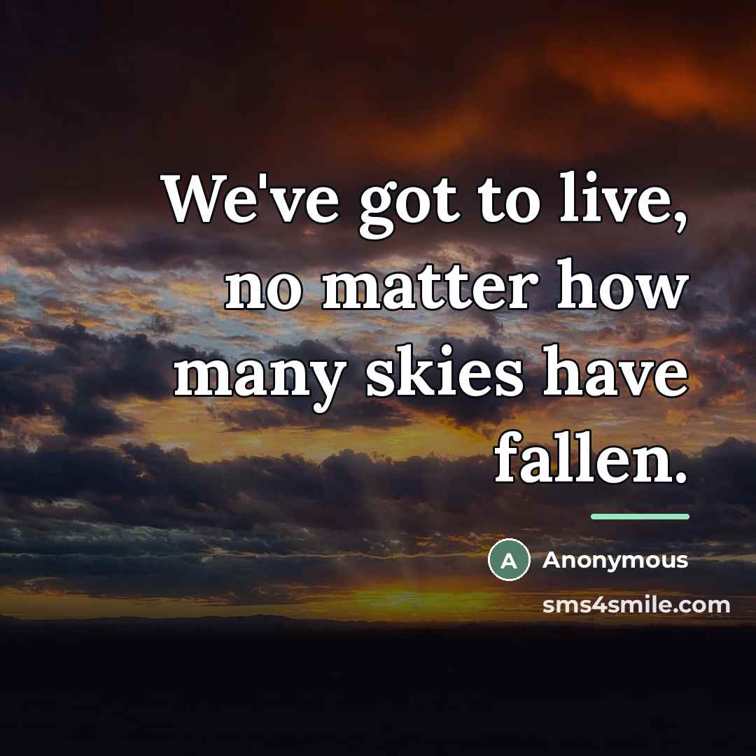 “We've got to live, no matter how many skies have…” quote by Anonymous