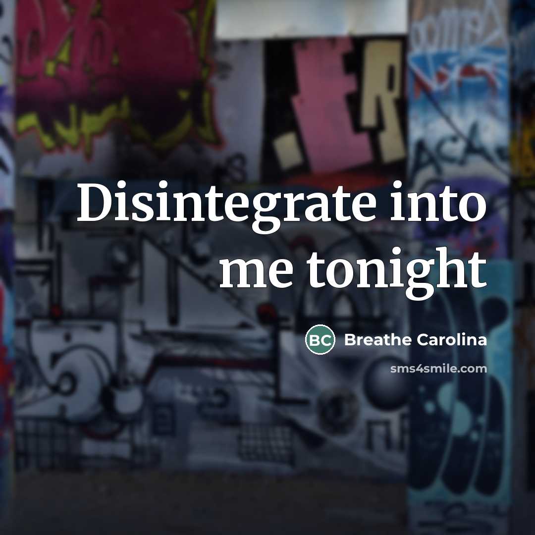“Disintegrate into me tonight…” quote by Breathe Carolina
