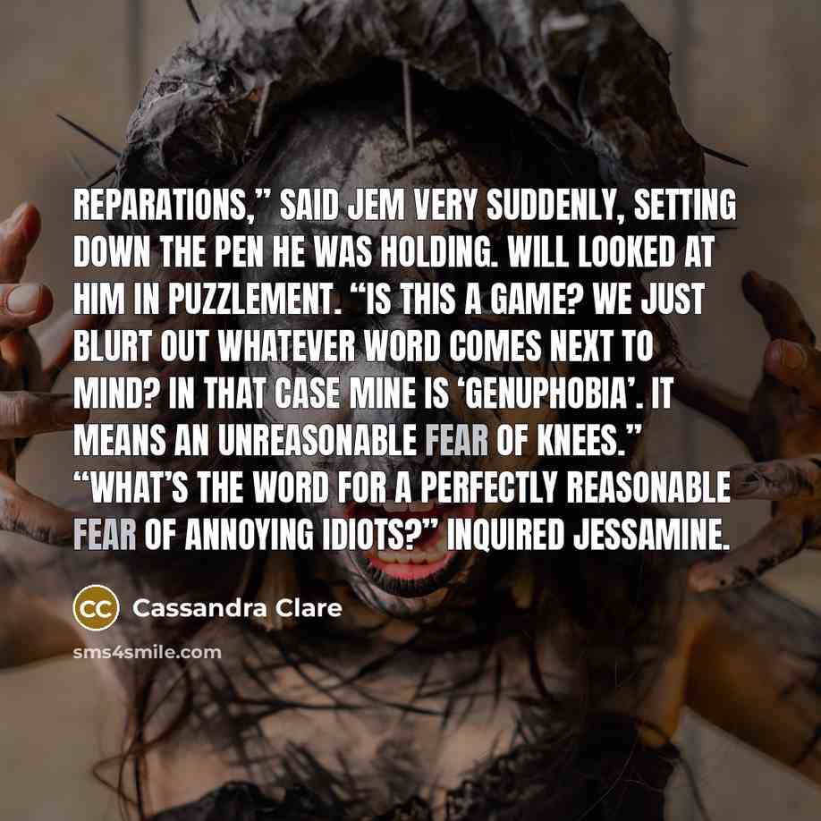 “Reparations,” said Jem very suddenly, setting down the pen he…” quote by Cassandra Clare