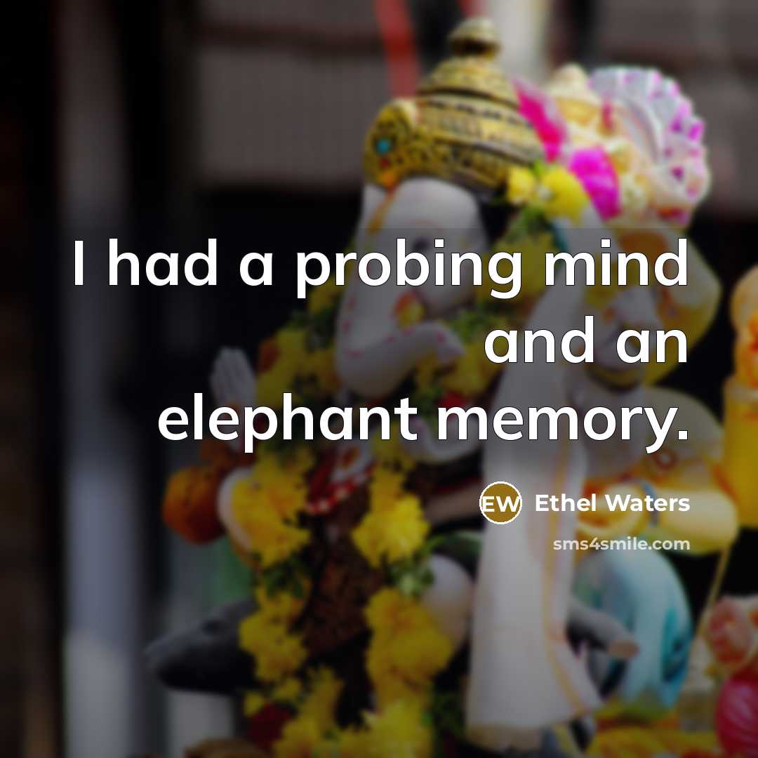 “I had a probing mind and an elephant memory.…” quote by Ethel Waters
