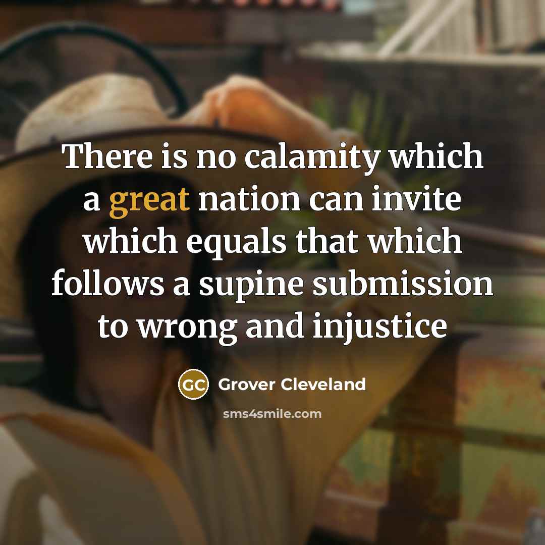“There is no calamity which a great nation can invite…” quote by Grover Cleveland