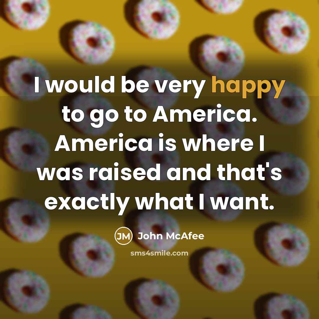 “I would be very happy to go to America. America…” quote by John McAfee