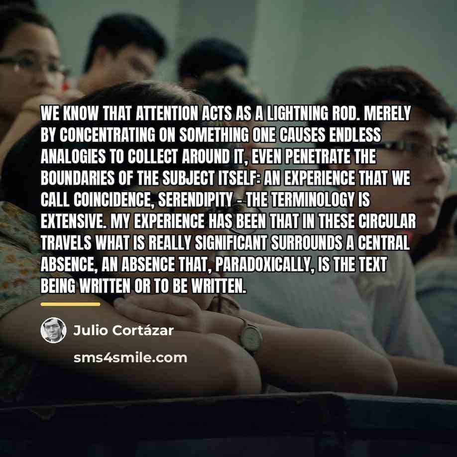 “We know that attention acts as a lightning rod. Merely…” quote by Julio Cortazar