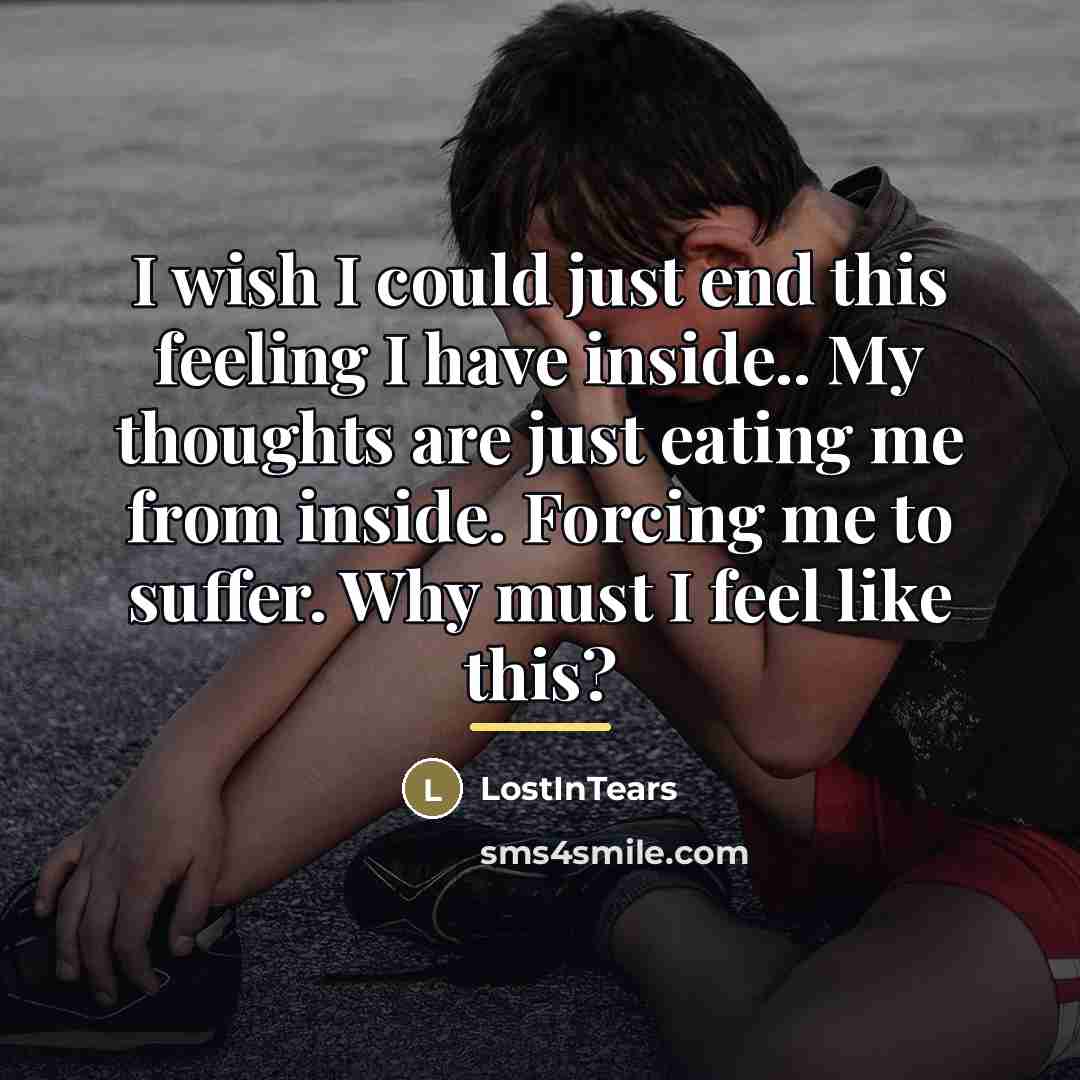 “I wish I could just end this feeling I have…” quote by LostInTears
