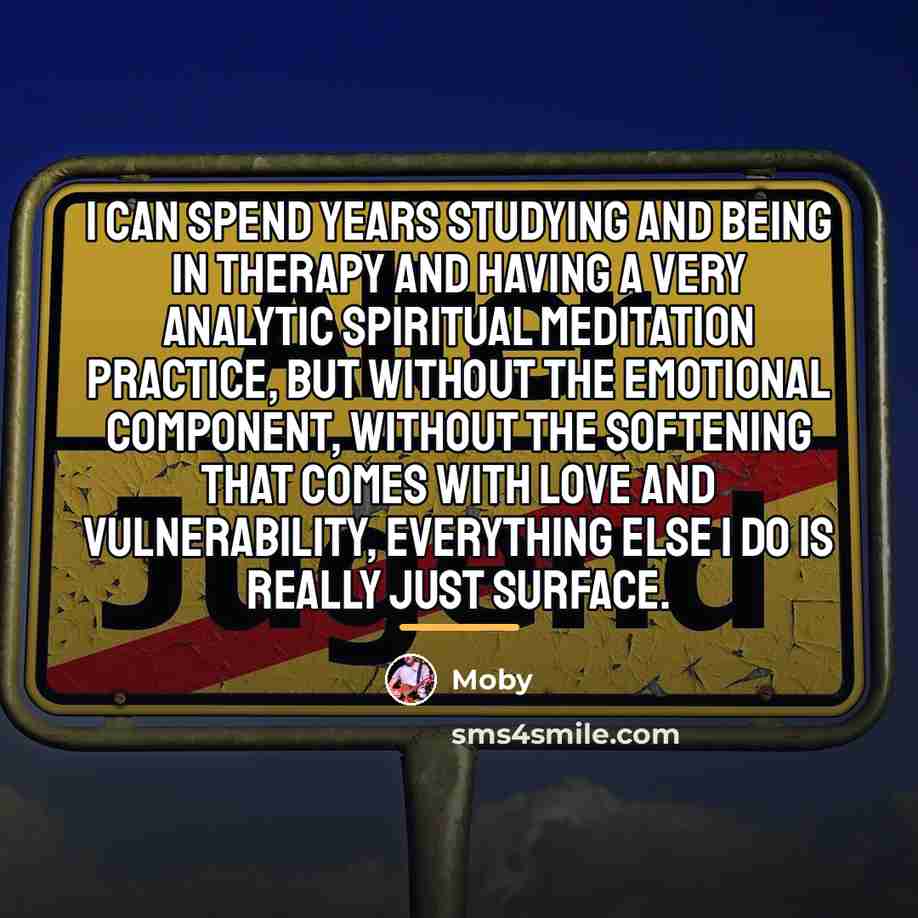 “I can spend years studying and being in therapy and…” quote by Moby