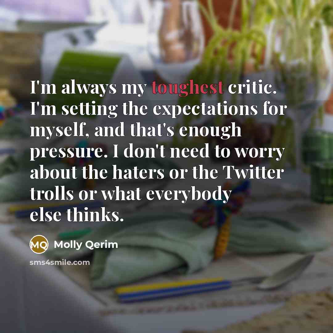 “I'm always my toughest critic. I'm setting the expectations for myself, and that's enough pressure. I don't need to worry about the haters or the Twitter trolls or what everybody else thinks.” quote by Molly Qerim