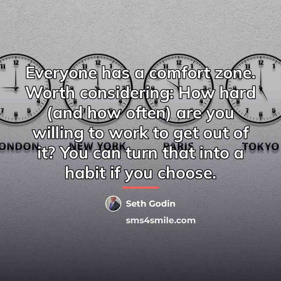 “Everyone has a comfort zone. Worth considering: How hard (and…” quote by Seth Godin