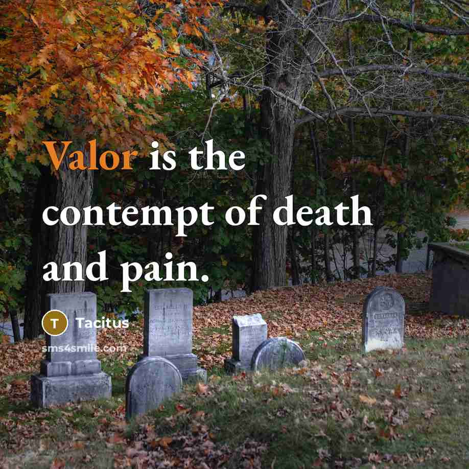 “Valor is the contempt of death and pain.…” quote by Tacitus
