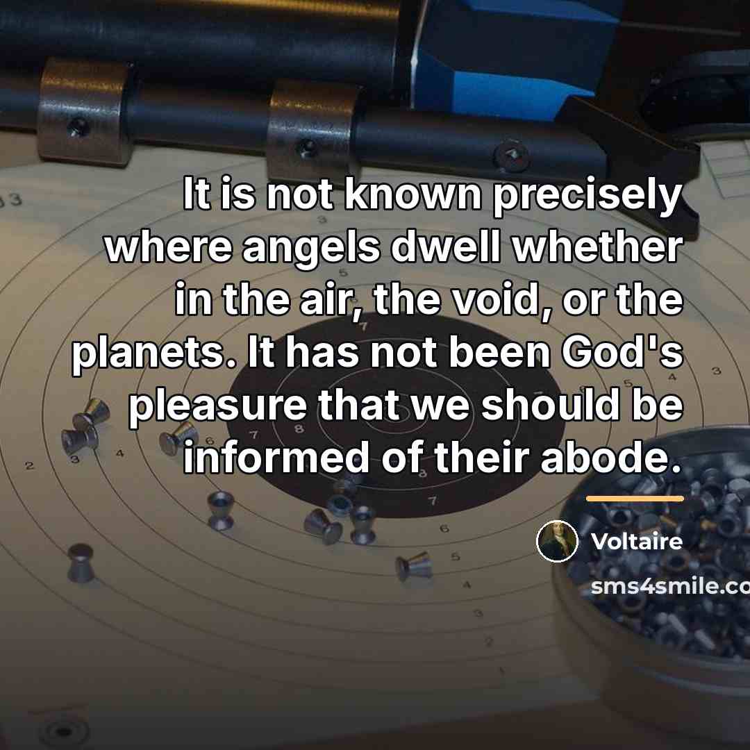 “It is not known precisely where angels dwell whether in…” quote by Voltaire
