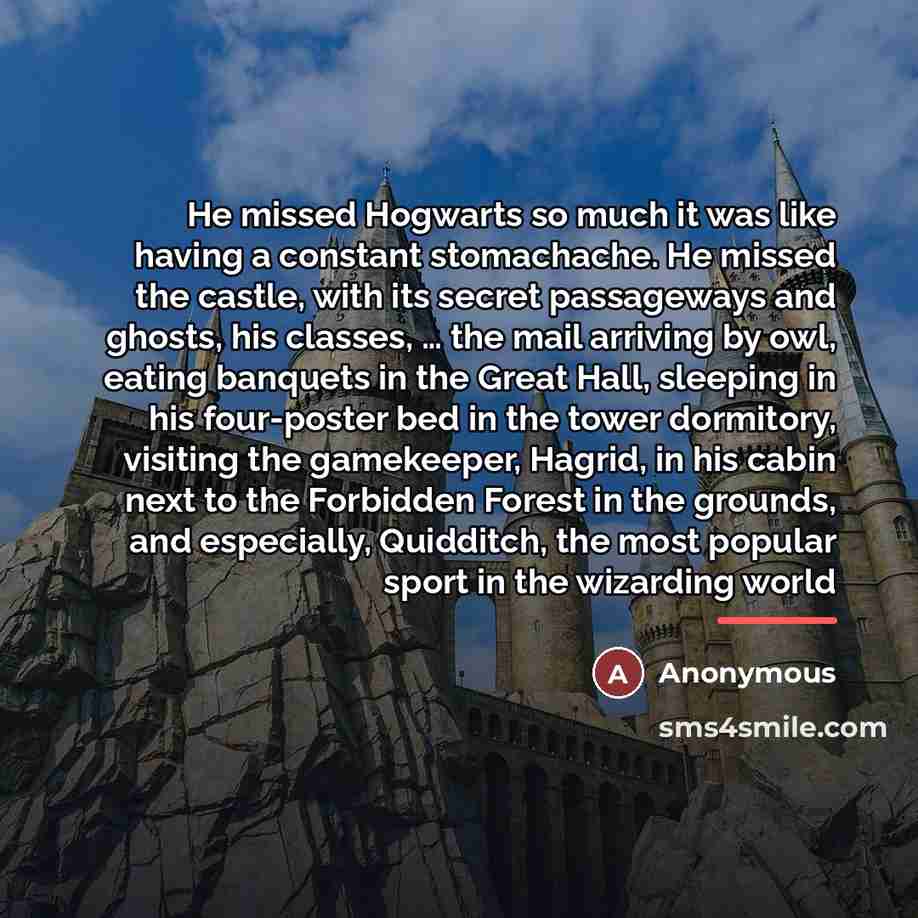 “He missed Hogwarts so much it was like having a…” quote by Anonymous
