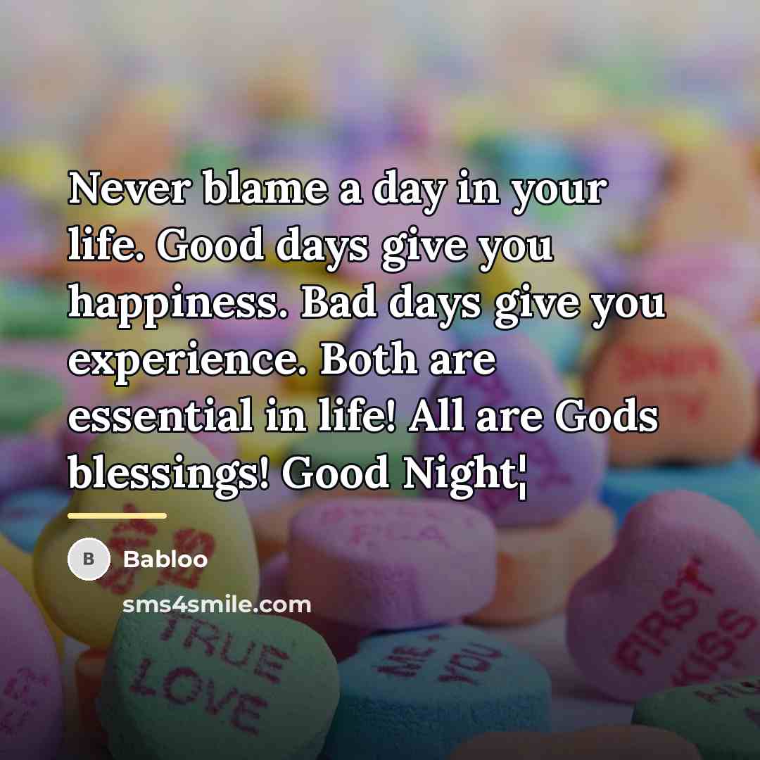 “Never blame a day in your life. Good days give…” quote by Babloo