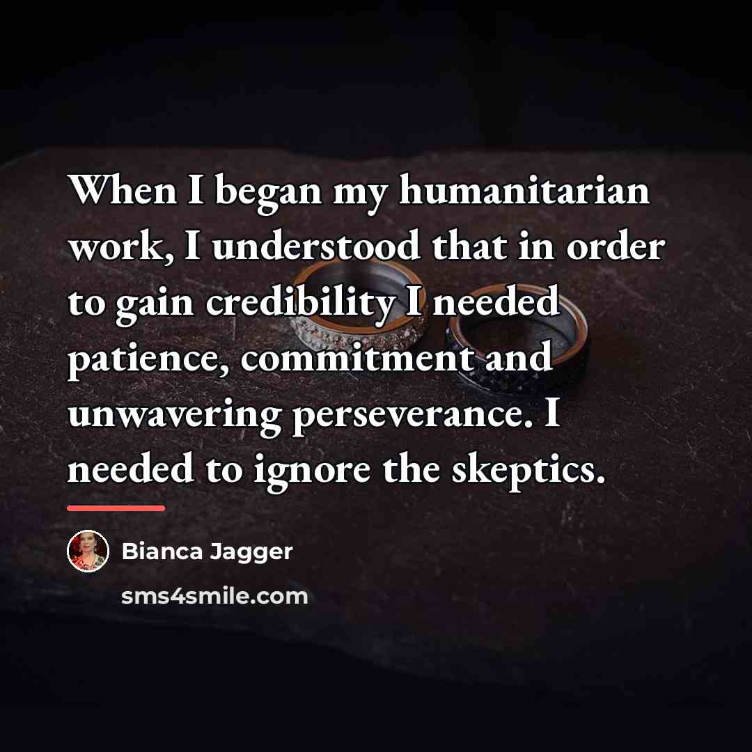 “When I began my humanitarian work, I understood that in…” quote by Bianca Jagger