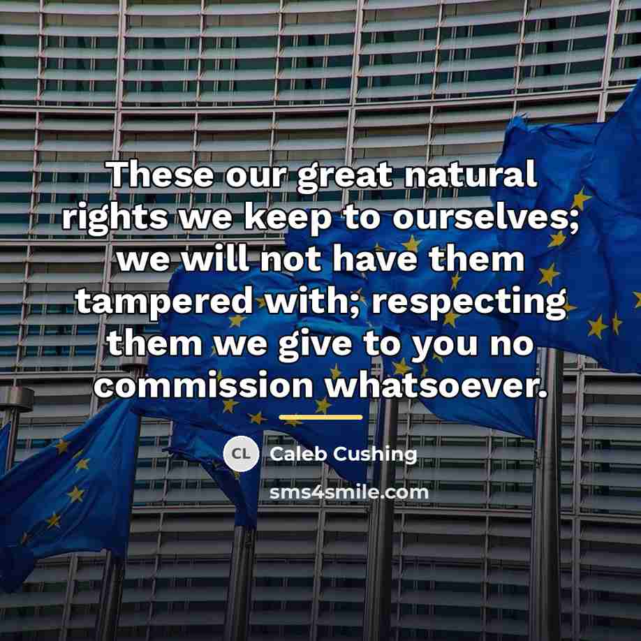 “These our great natural rights we keep to ourselves; we…” quote by Caleb Cushing