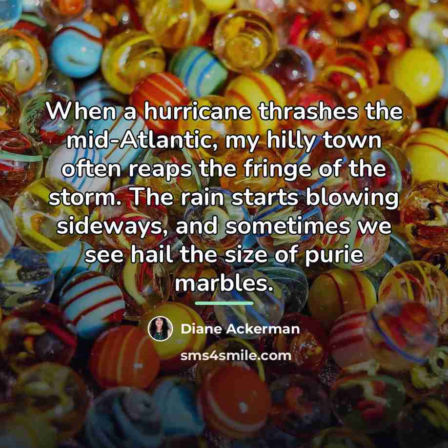 “When a hurricane thrashes the mid-Atlantic, my hilly town often…” quote by Diane Ackerman