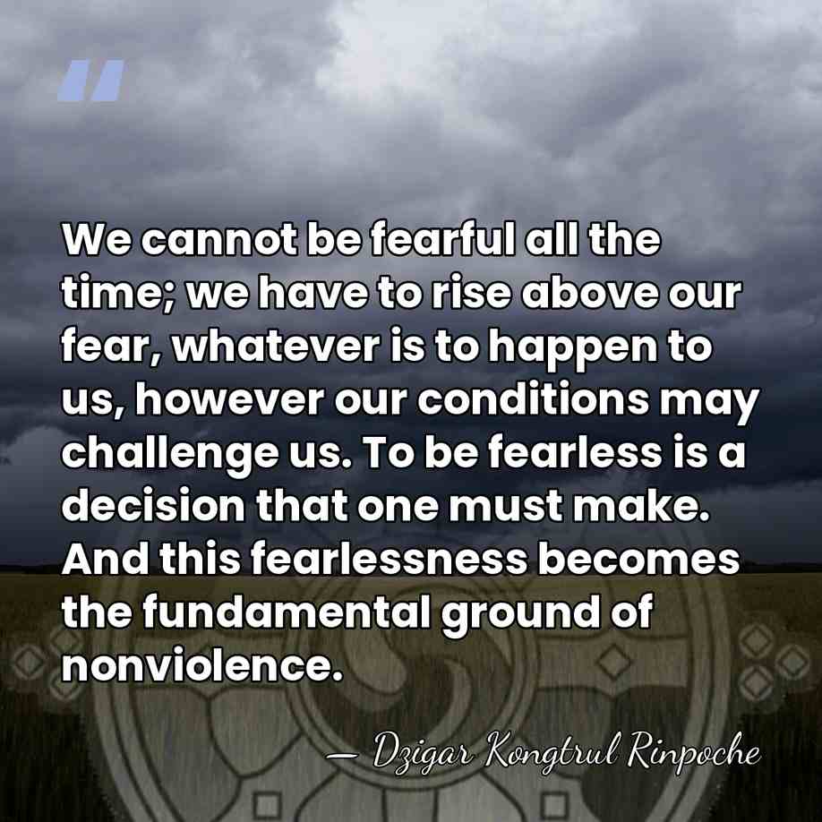 We cannot be fearful all the time; we have to rise above&hellip; - Dzigar Kongtrul Rinpoche