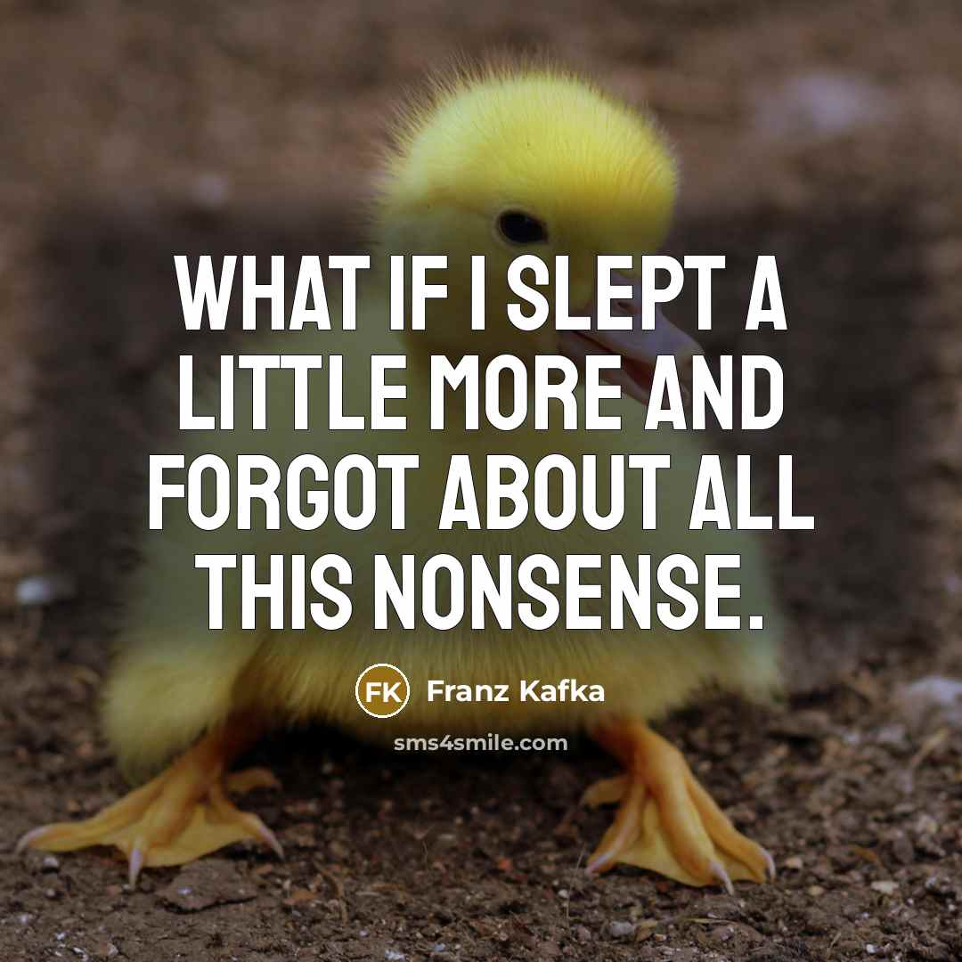 “What if I slept a little more and forgot about…” quote by Franz Kafka