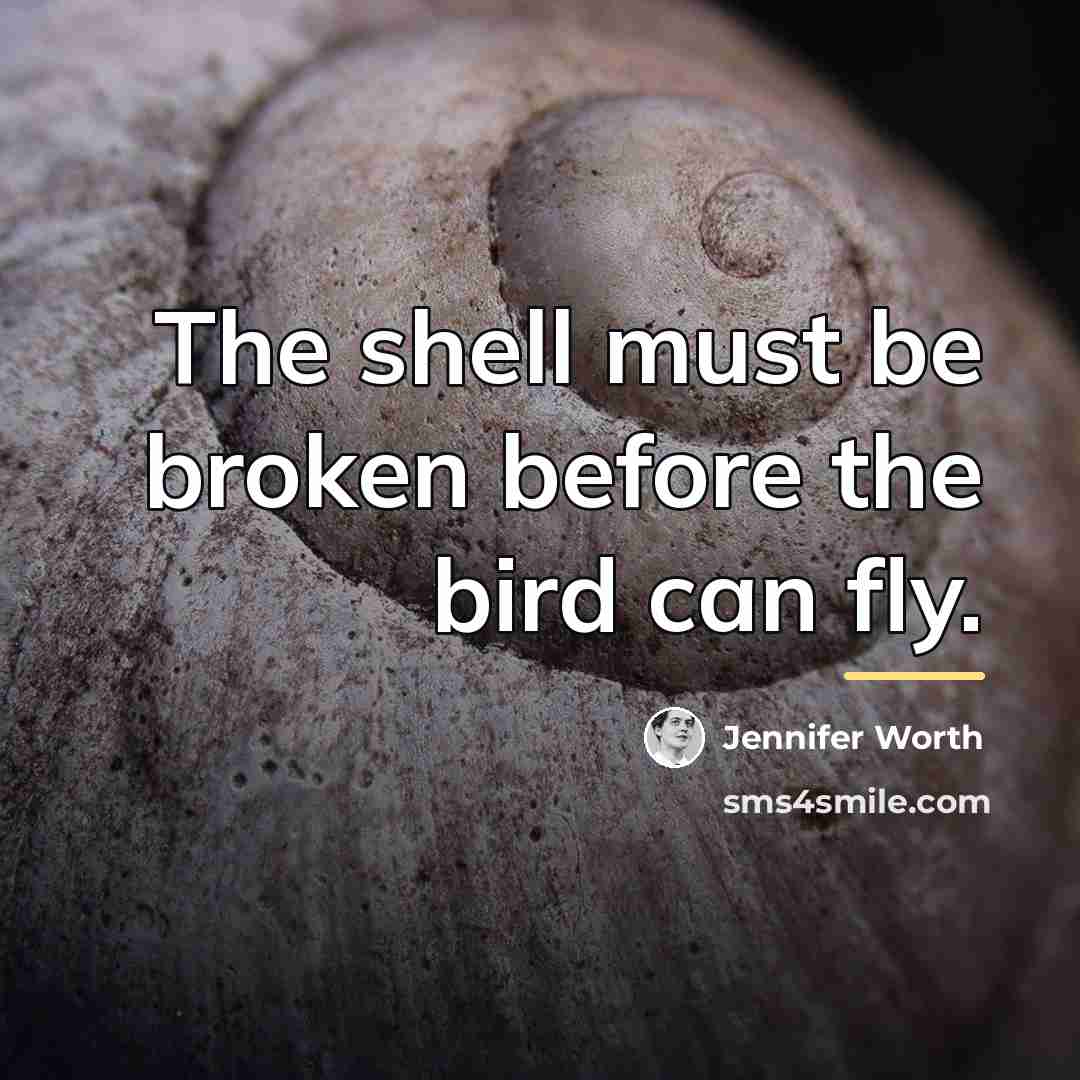 “The shell must be broken before the bird can fly.…” quote by Jennifer Worth