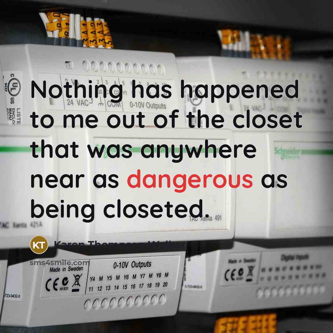 “Nothing has happened to me out of the closet that was anywhere near as dangerous as being closeted.” quote by Karen Thompson Walker