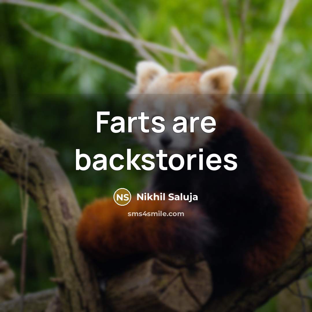 “Farts are backstories…” quote by Nikhil Saluja