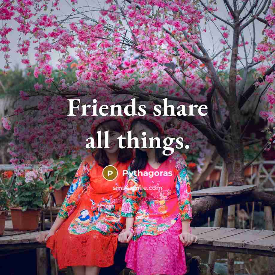 “Friends share all things.…” quote by Pythagoras