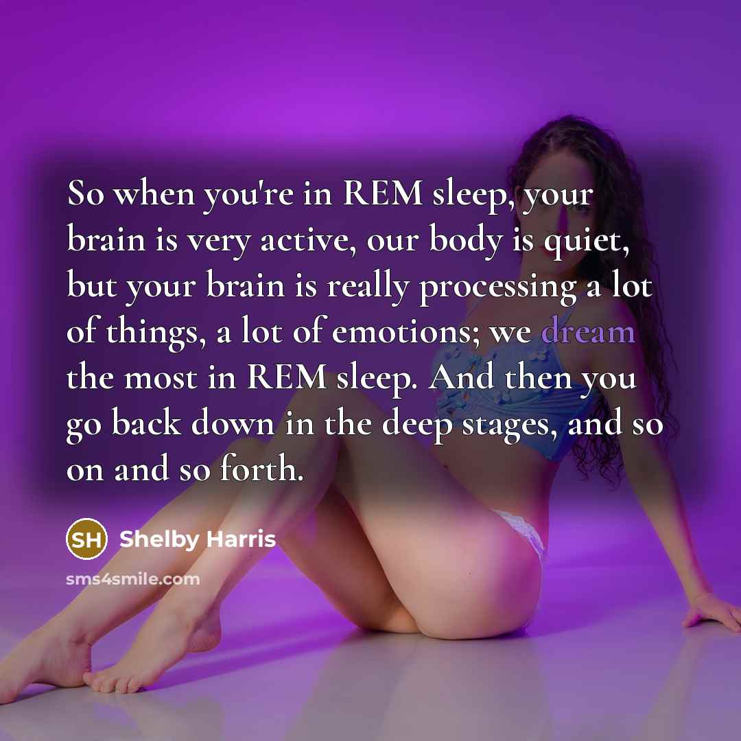 “So when you're in REM sleep, your brain is very…” quote by Shelby Harris