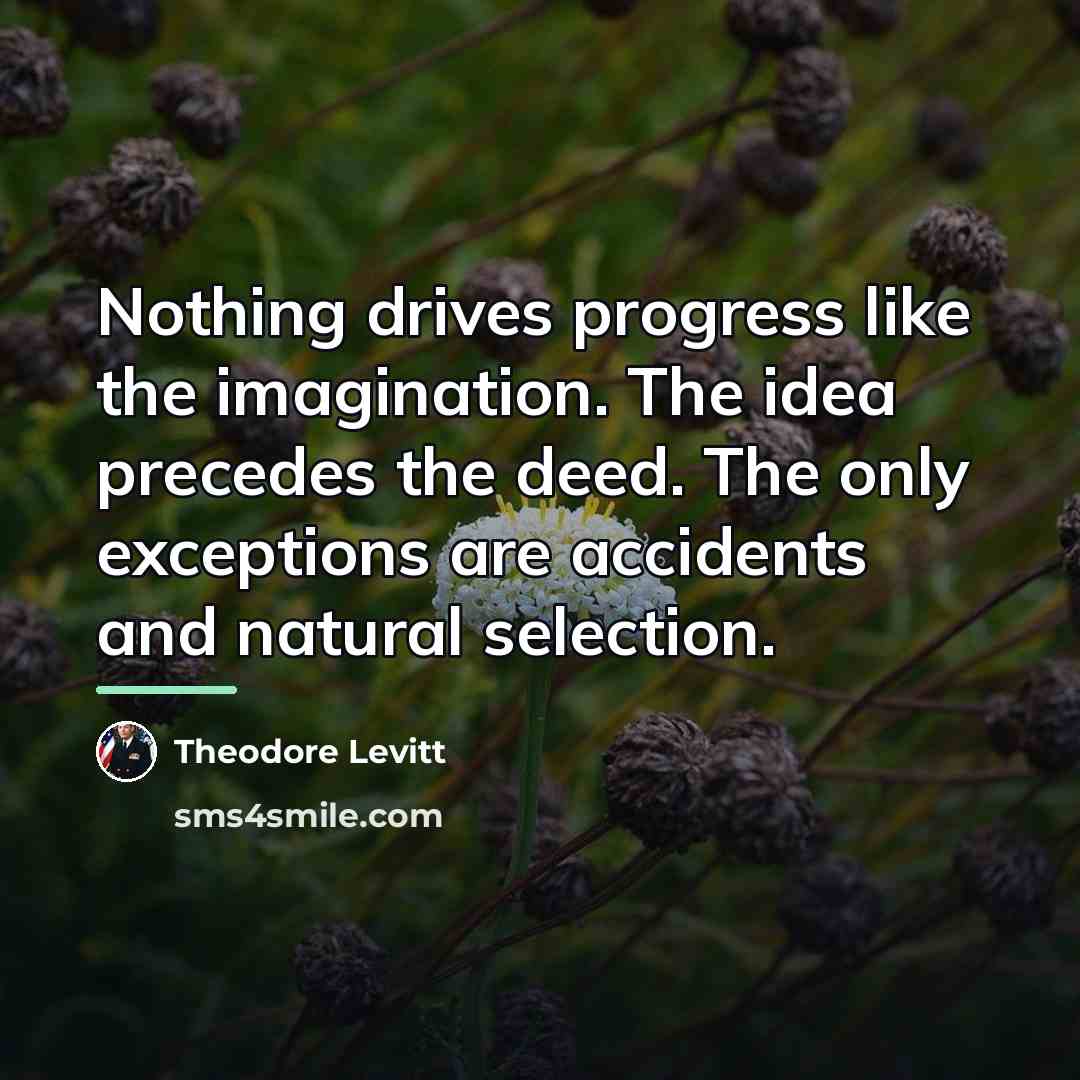 “Nothing drives progress like the imagination. The idea precedes the…” quote by Theodore Levitt