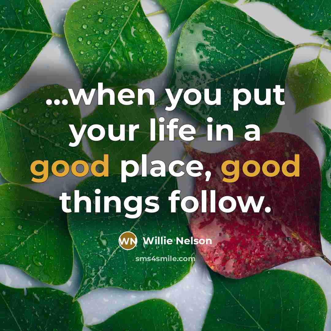 “...when you put your life in a good place, good…” quote by Willie Nelson