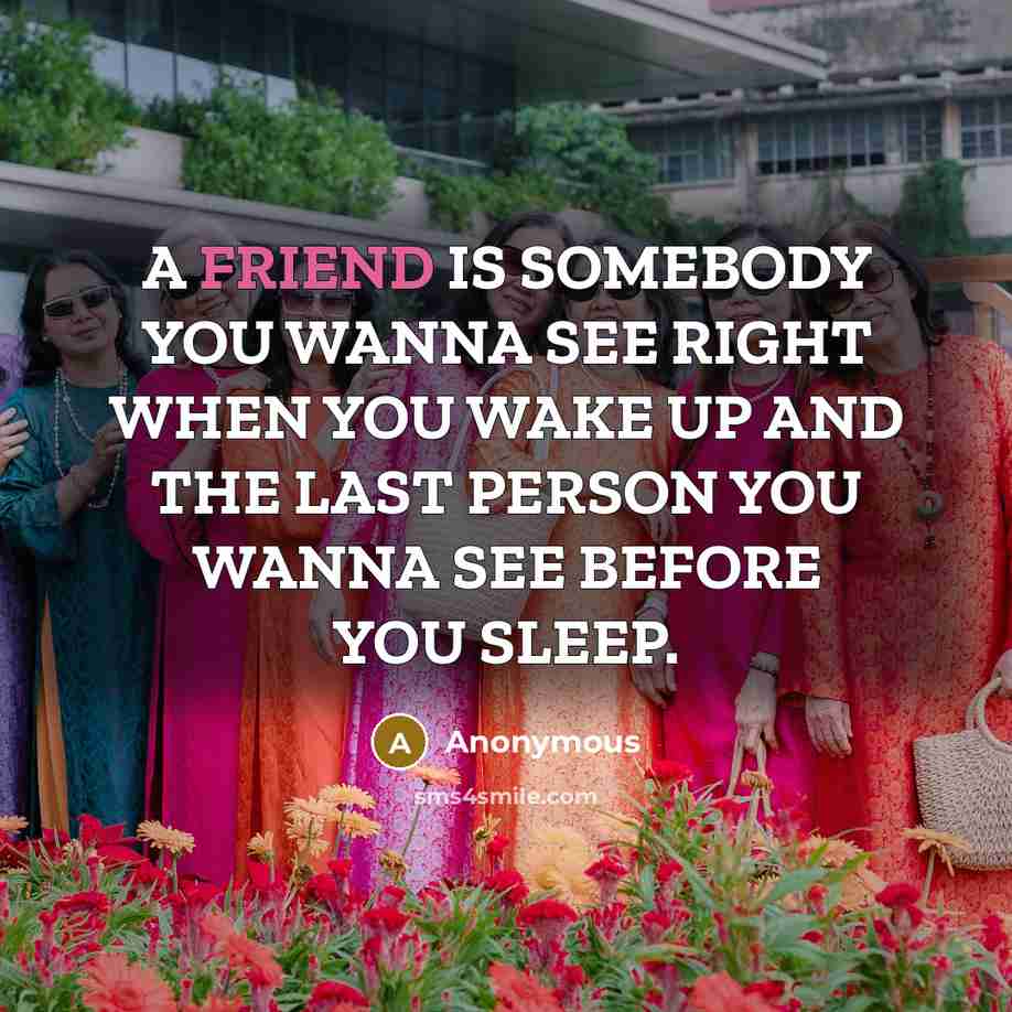 “A FRIEND IS SOMEBODY YOU WANNA SEE RIGHT WHEN YOU…” quote by Anonymous