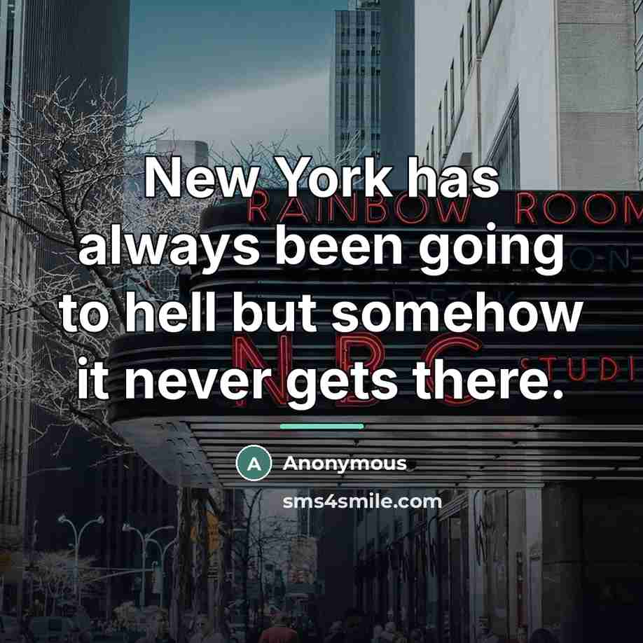 “New York has always been going to hell but somehow…” quote by Anonymous