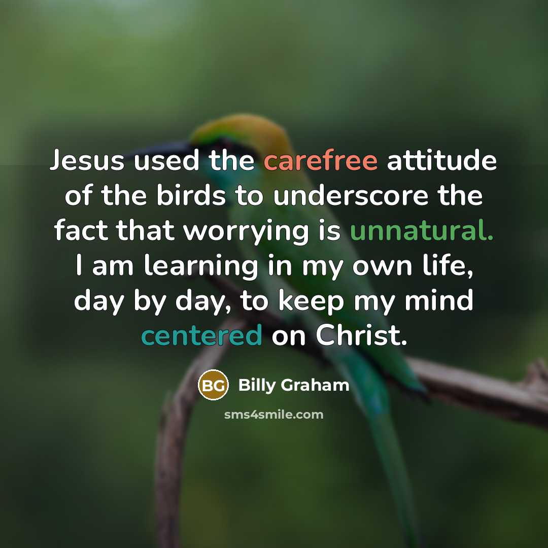 “Jesus used the carefree attitude of the birds to underscore…” quote by Billy Graham