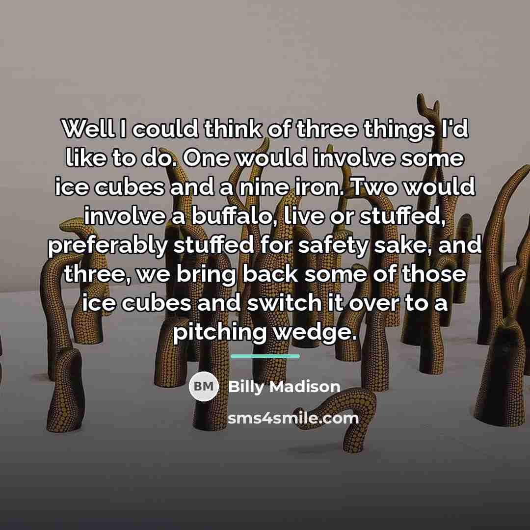 “Well I could think of three things I'd like to…” quote by Billy Madison
