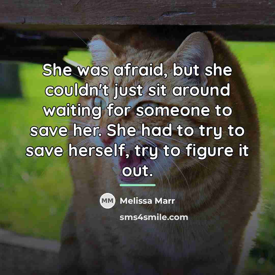 “She was afraid, but she couldn't just sit around waiting…” quote by Melissa Marr