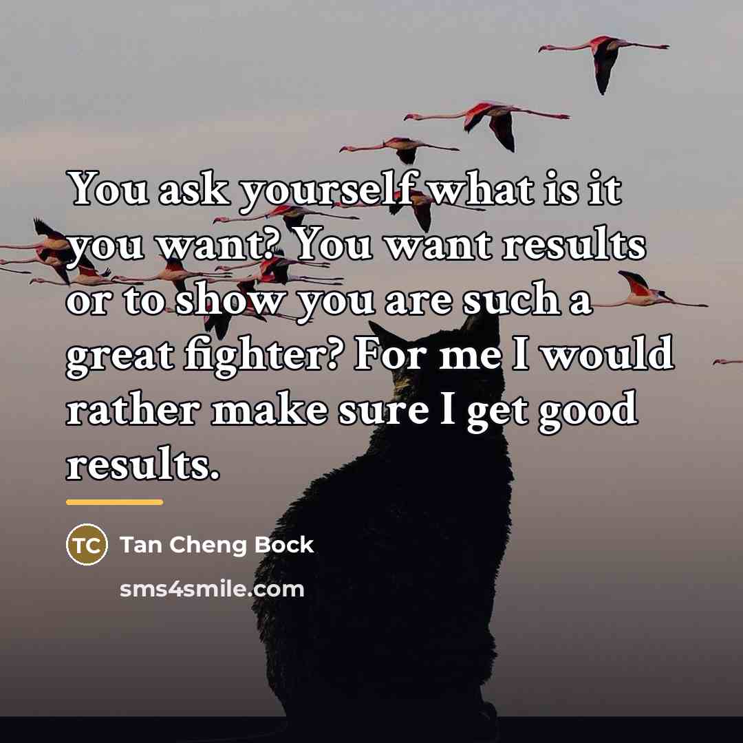 “You ask yourself what is it you want? You want…” quote by Tan Cheng Bock