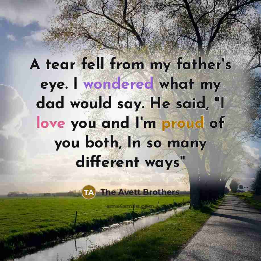 “A tear fell from my father's eye. I wondered what…” quote by The Avett Brothers