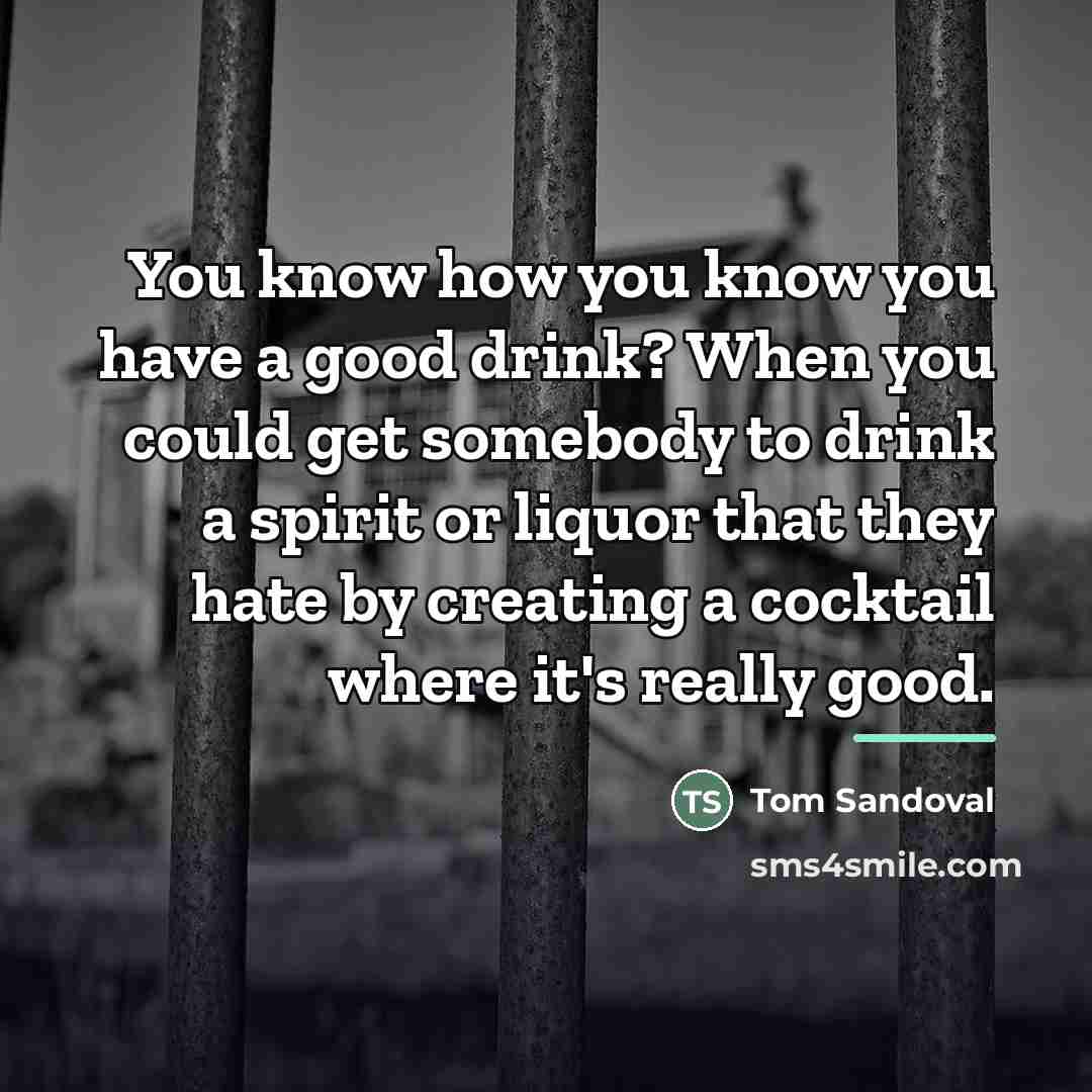 “You know how you know you have a good drink?…” quote by Tom Sandoval