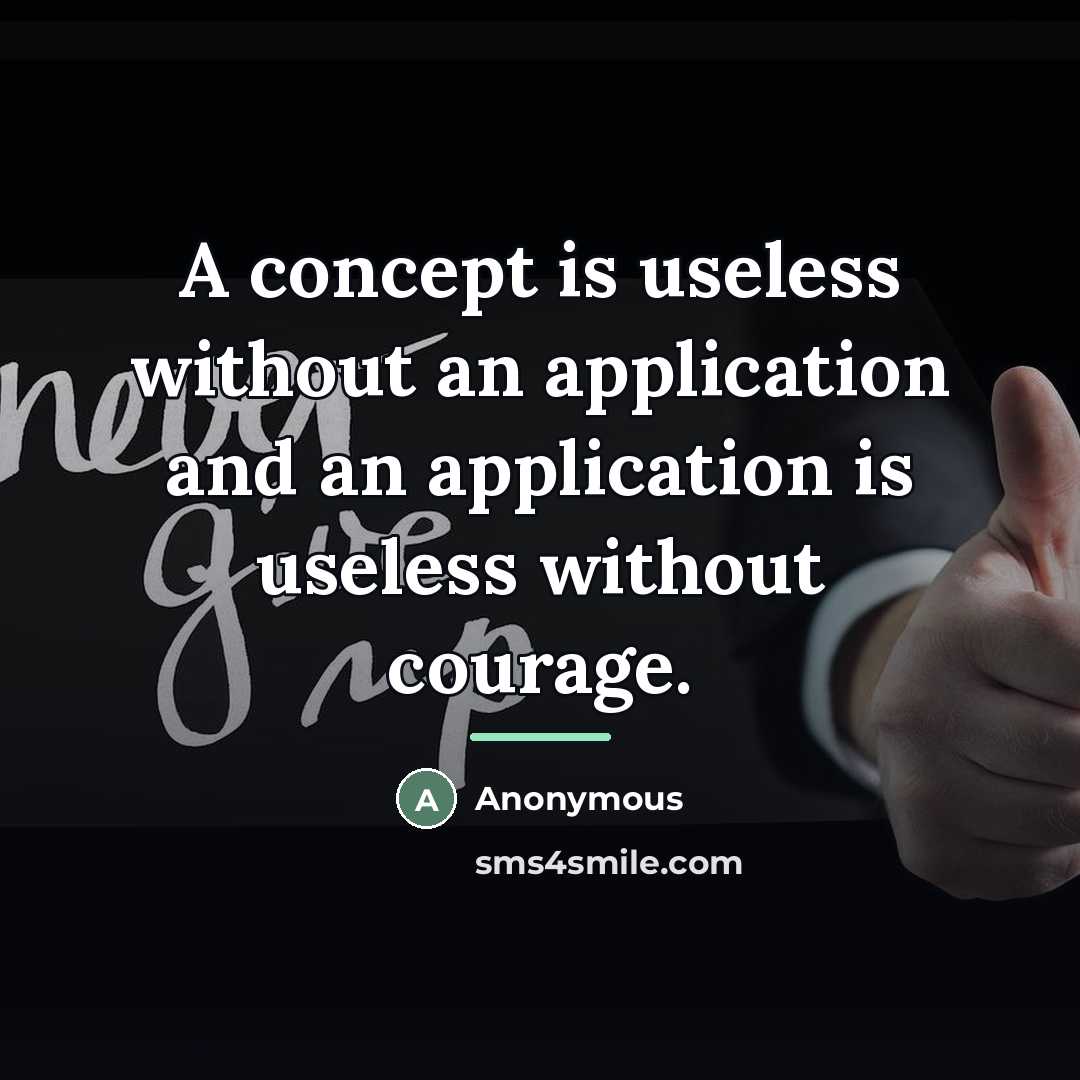 “A concept is useless without an application and an application…” quote by Anonymous