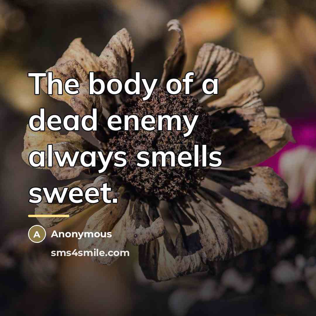 “The body of a dead enemy always smells sweet.…” quote by Anonymous
