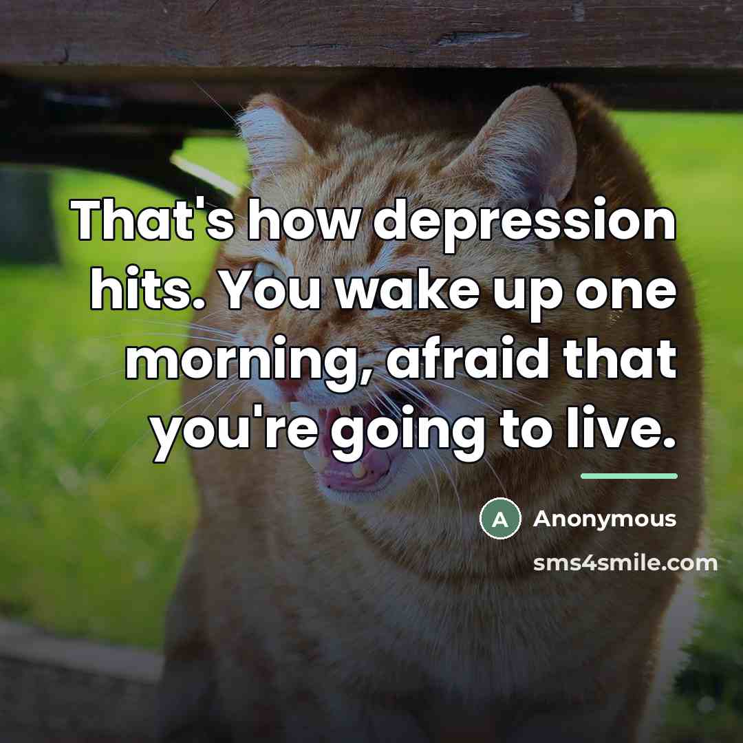“That's how depression hits. You wake up one morning, afraid…” quote by Anonymous