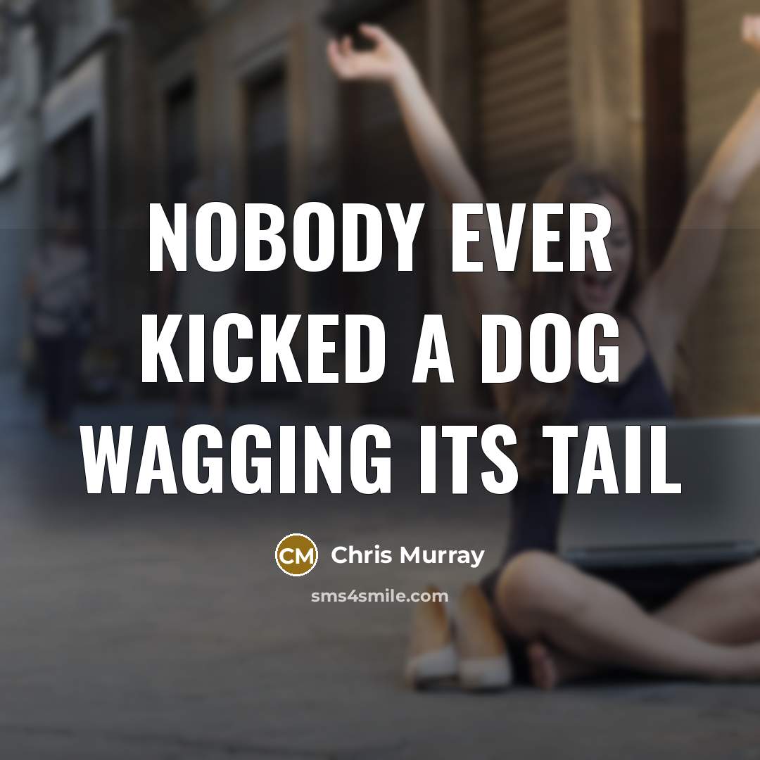 “Nobody ever kicked a dog wagging its tail…” quote by Chris Murray