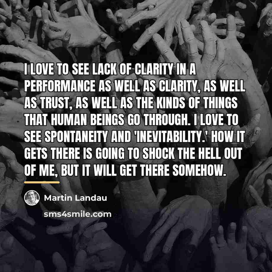“I love to see lack of clarity in a performance…” quote by Martin Landau