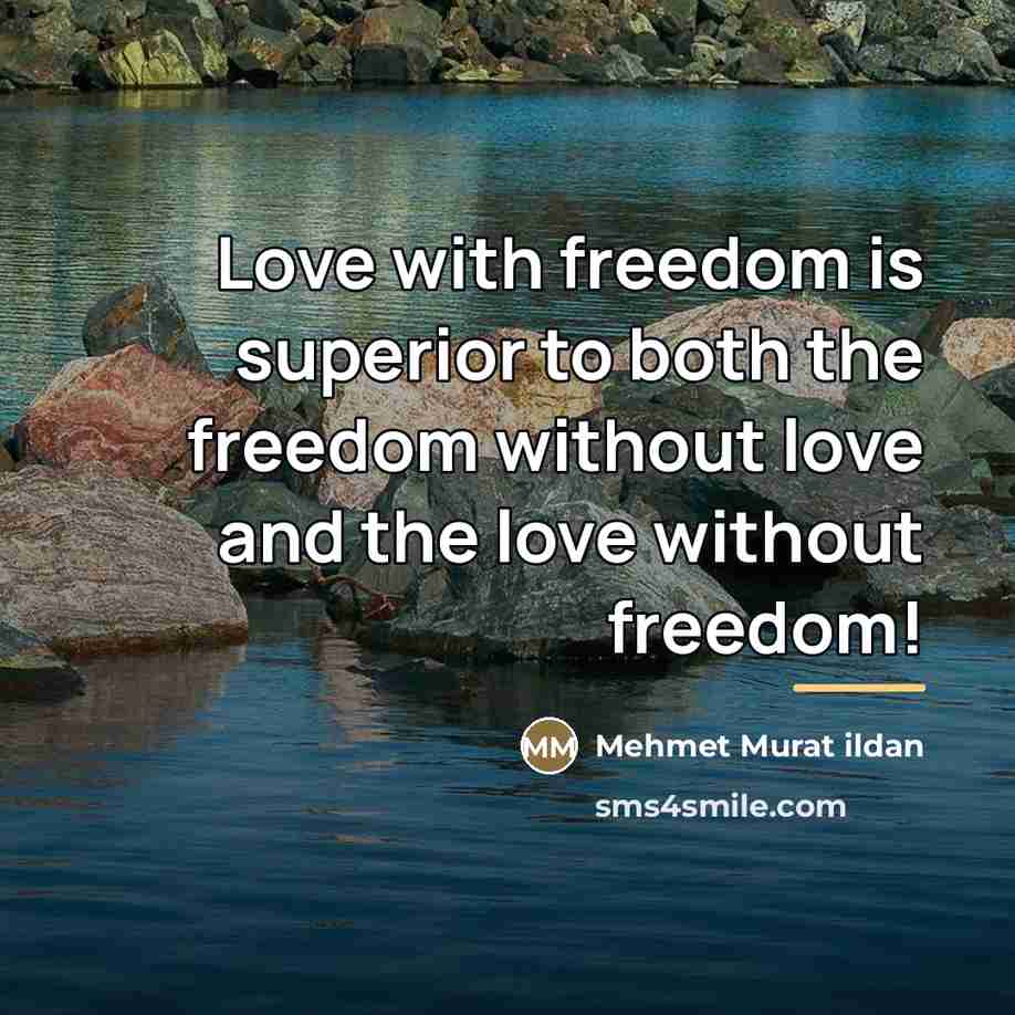 “Love with freedom is superior to both the freedom without…” quote by Mehmet Murat Ildan