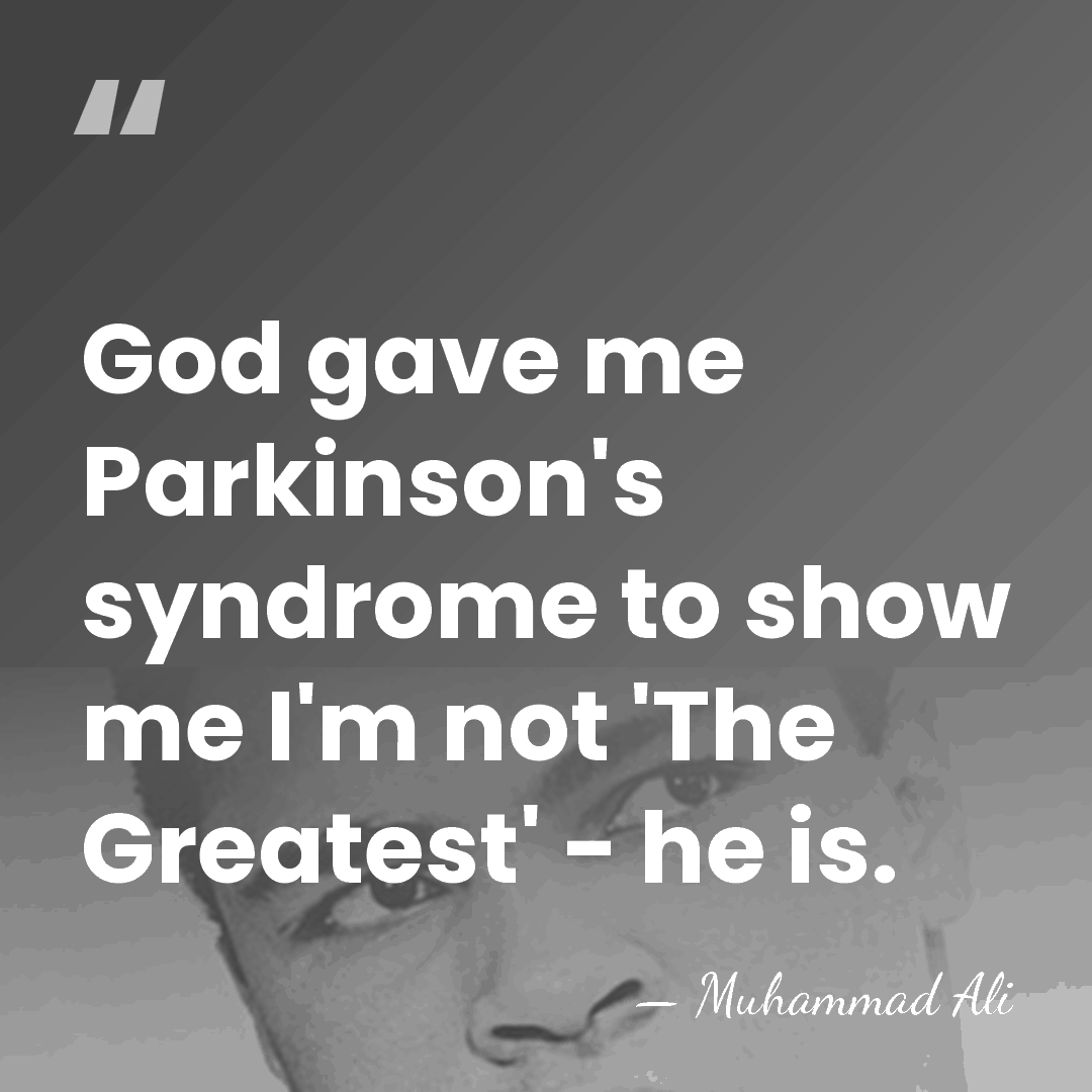 God gave me Parkinson's syndrome to show me I'm not 'The Greatest'&hellip; - Muhammad Ali