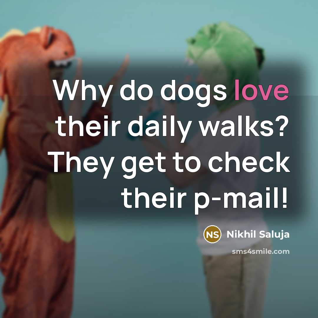 “Why do dogs love their daily walks? They get to…” quote by Nikhil Saluja
