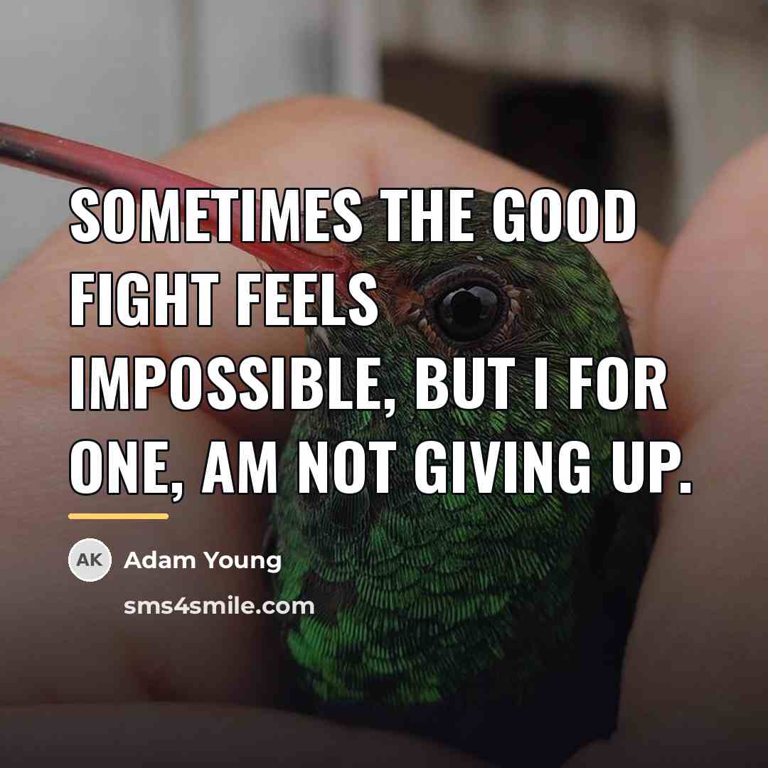 “Sometimes the good fight feels impossible, but I for one,…” quote by Adam Young