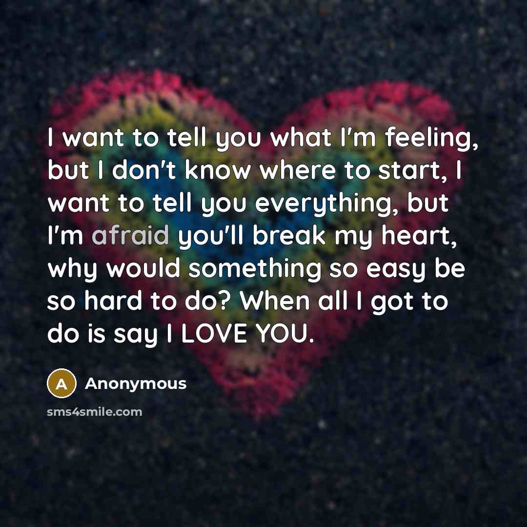 “I want to tell you what I'm feeling, but I…” quote by Anonymous