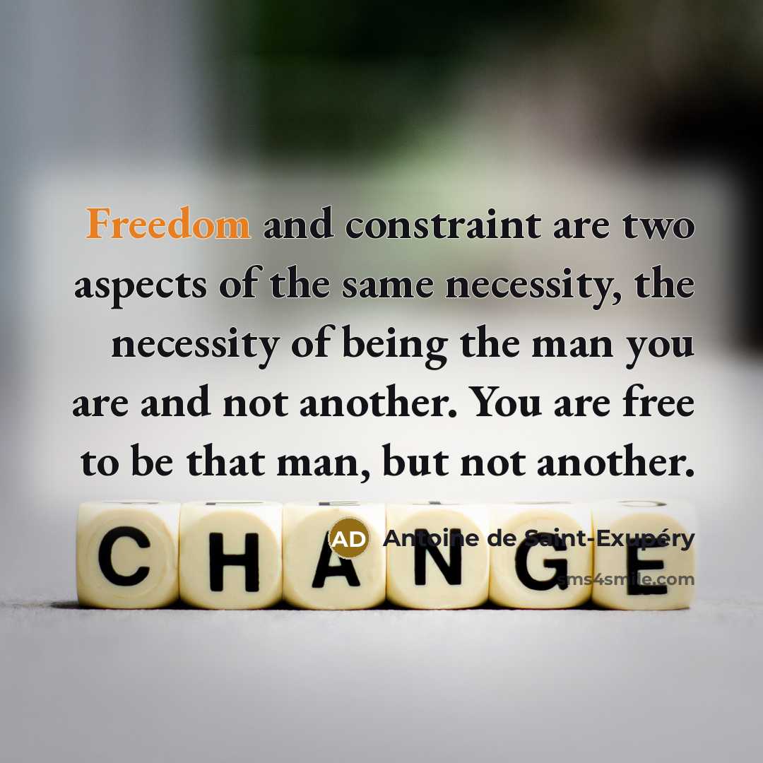 “Freedom and constraint are two aspects of the same necessity,…” quote by Antoine de Saint-Exupery