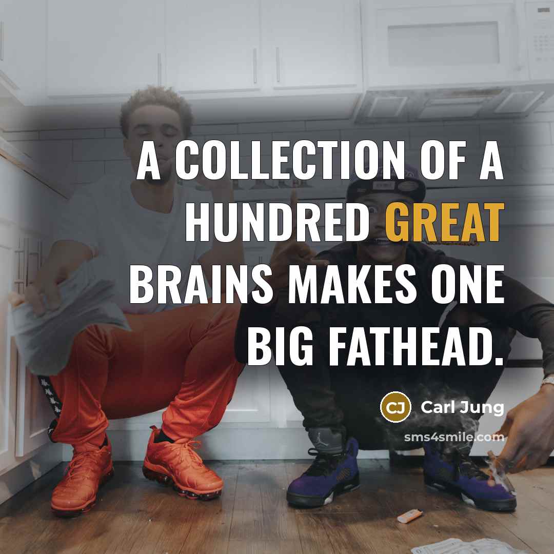 “A collection of a hundred great brains makes one big…” quote by Carl Jung