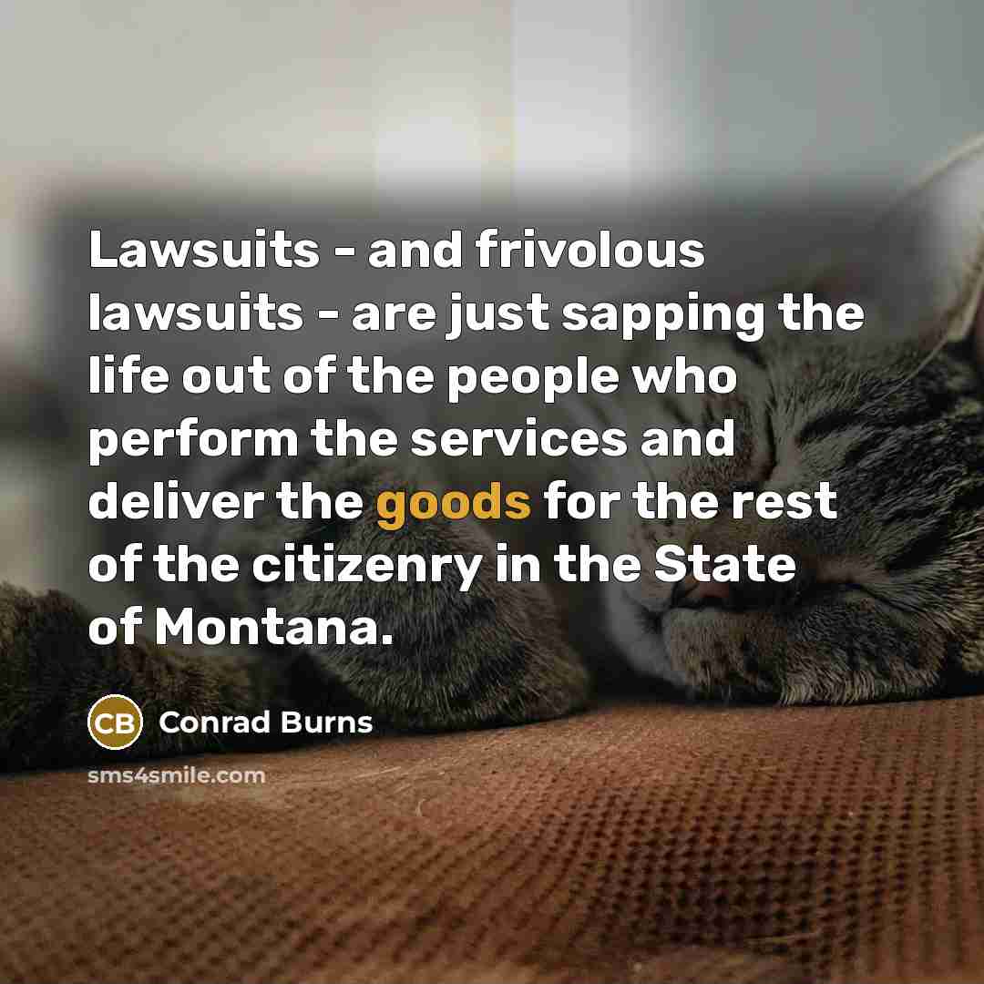 “Lawsuits - and frivolous lawsuits - are just sapping the…” quote by Conrad Burns