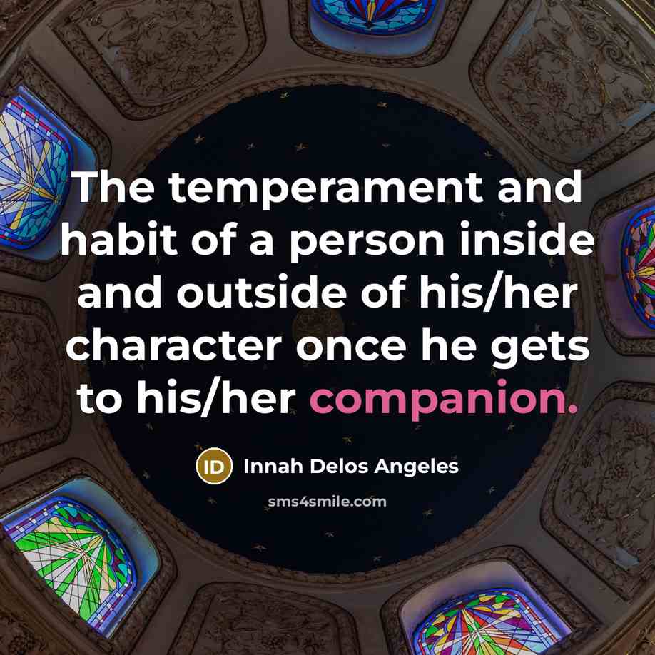 “The temperament and habit of a person inside and outside…” quote by Innah Delos Angeles