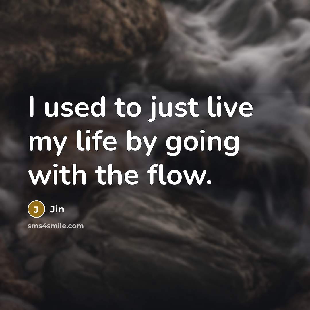 “I used to just live my life by going with the flow.” quote by Jin